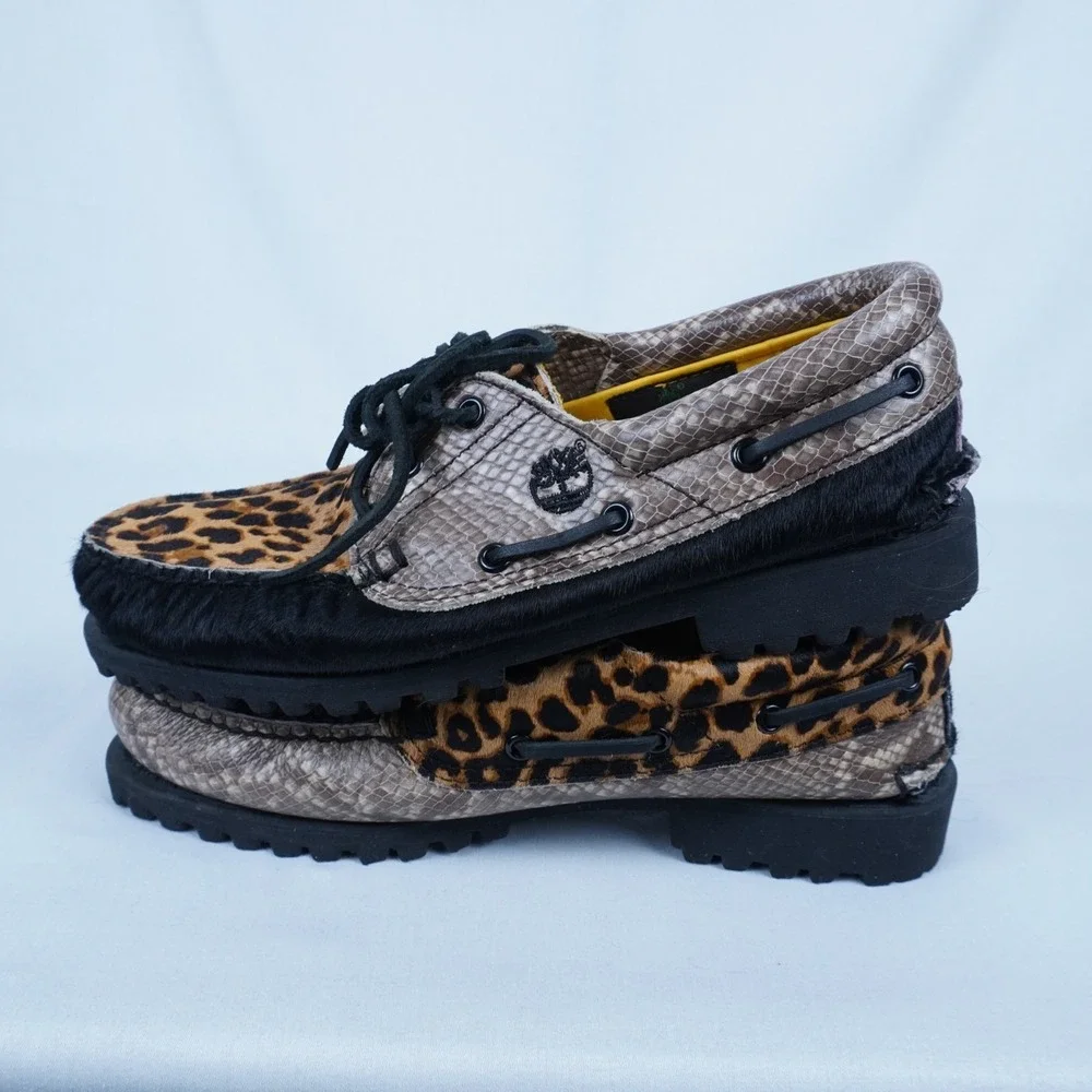 Chinatown Market x Timberland 3-Eye Lug Handsewn Boat 'Animal Print' 8.5W Mens